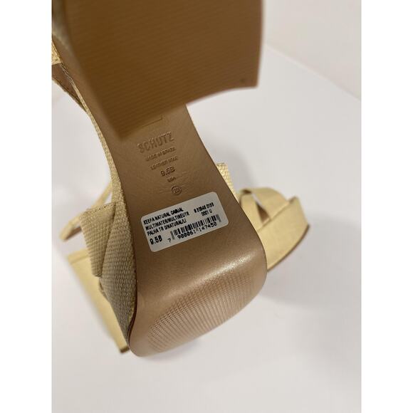 Schutz Keefa Shoes Women's Size 9.5 Natural Raffia Platform Block Heel Sandals - Picture 9 of 11